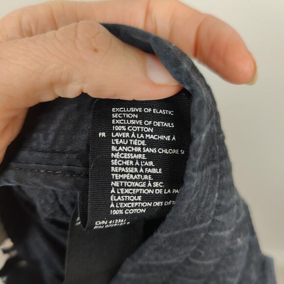 COS Tapered Pants Mens 32R Dark Black Blue Textured Pull On Elastic Waist Preppy - Picture 8 of 8